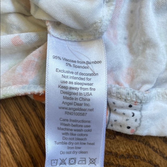 Grey/white stripe, sushi print Angel Dear bamboo once piece pj with snaps, 3-6M - Picture 13 of 15
